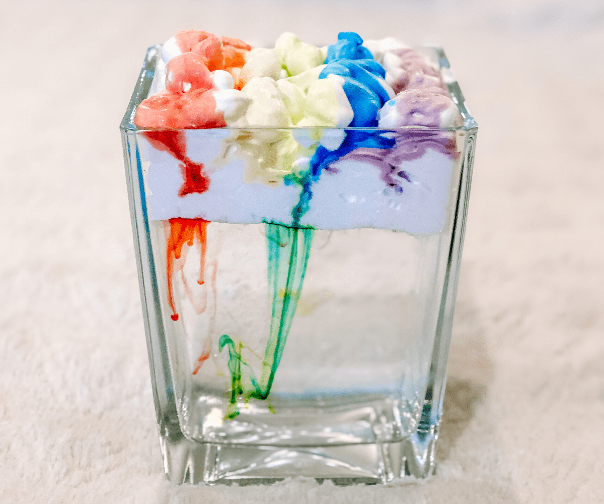 Rainbow Rain Science Experiment STEM activity for kids
