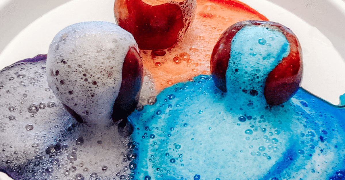 Apple Volcano Science Experiment Fall STEM Activity for Kids